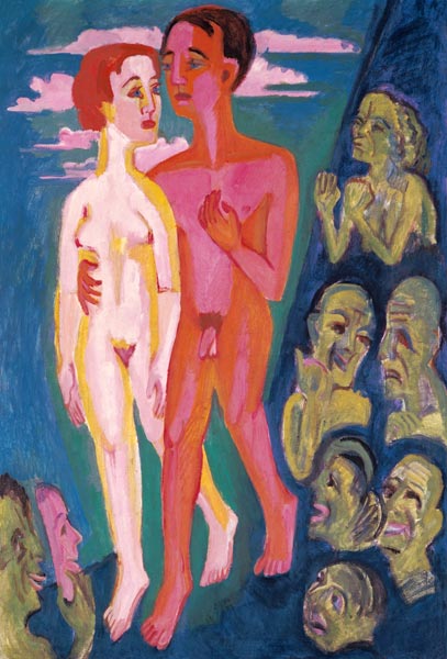The couple in front of the people from Ernst Ludwig Kirchner