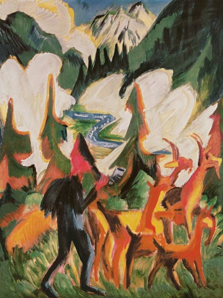 Shepherd with goats in the morning
 from Ernst Ludwig Kirchner