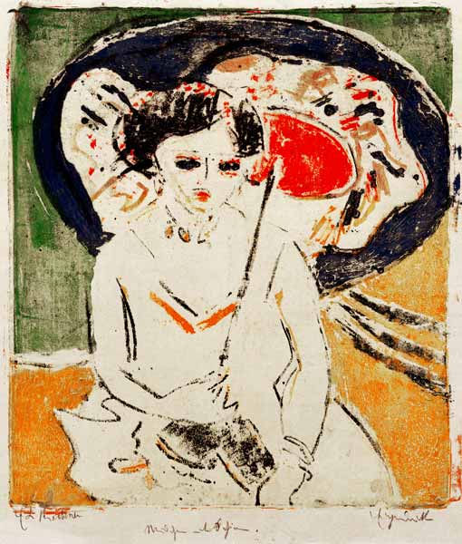 Dodo with a Japanese umbrella from Ernst Ludwig Kirchner