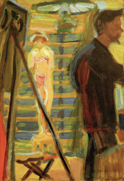 Heckel and model in the studio from Ernst Ludwig Kirchner