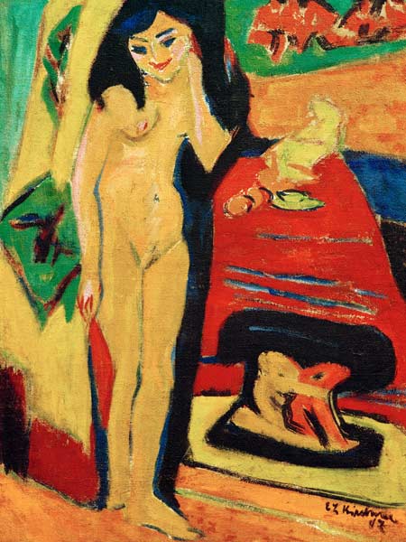 Nude behind curtain. from Ernst Ludwig Kirchner