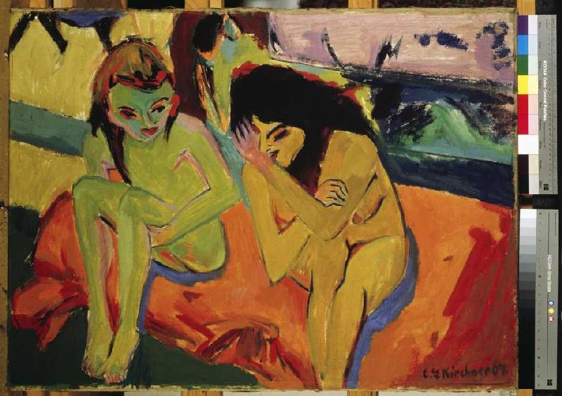 Two girls / naked girls talking from Ernst Ludwig Kirchner