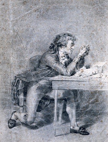 Francois Buzot (1760-94) contemplating a portrait miniature of Madame Roland (1754-93) from Etienne-Charles Leguay