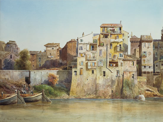 View of the Tevere a Monte Brianzo, Rome  on from Ettore Roesler Franz