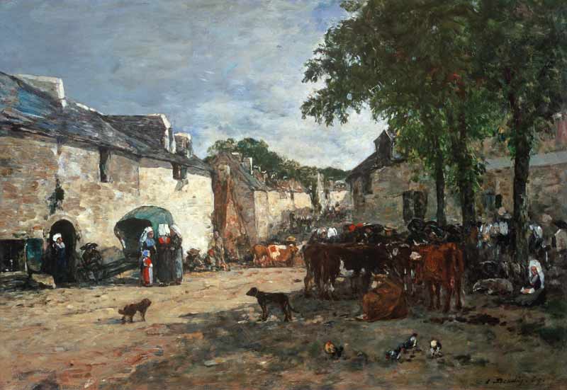 On the livestock market in Douala. from Eugène Boudin