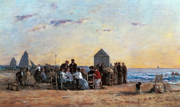 Beach Scene at Trouville - Sunset from Eugène Boudin