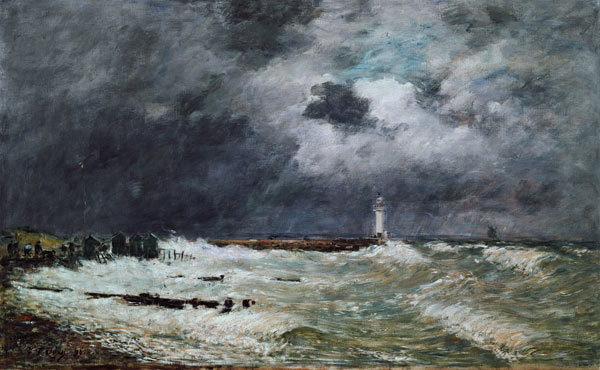 Storm at the coast with Le Havre from Eugène Boudin