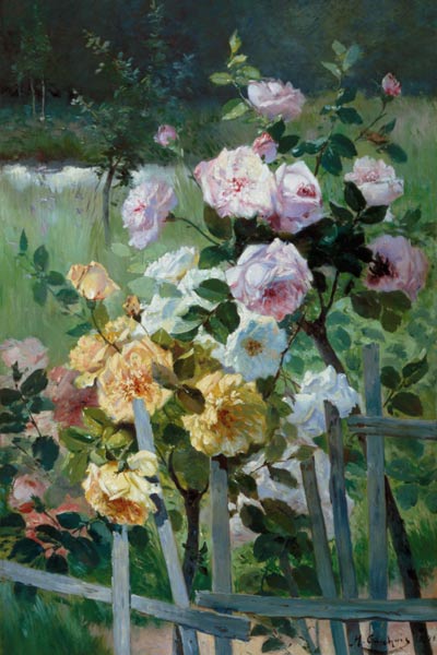 Roses at the garden fence from Eugene Henri Cauchois