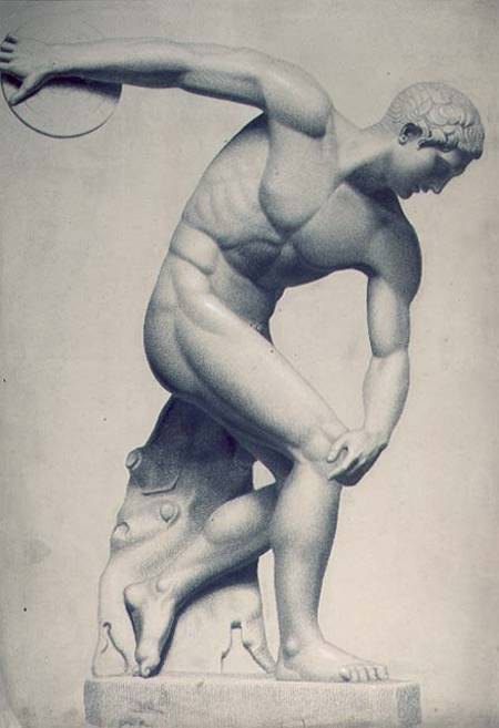 Discus thrower, drawing of a classical sculpture from Evelyn de Morgan