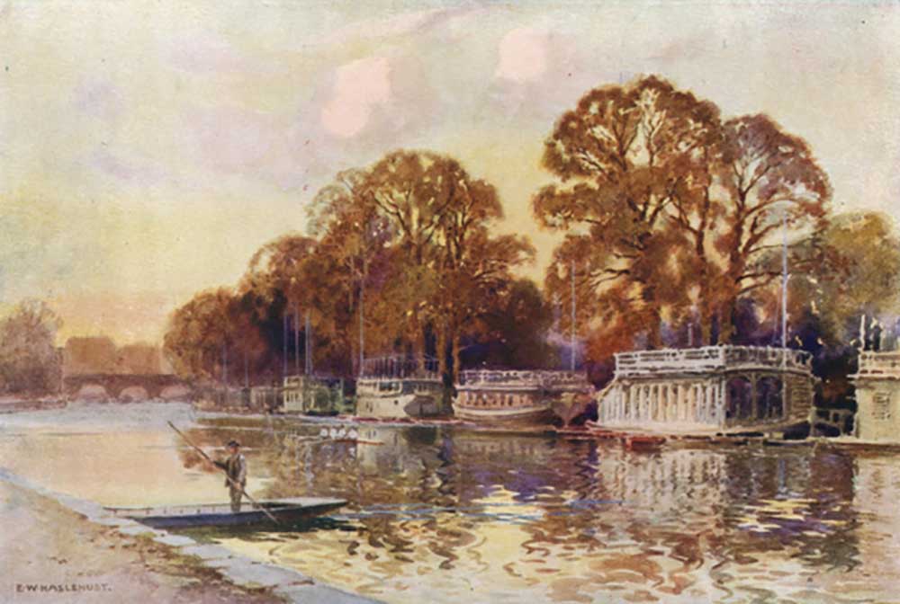 The College Barges and Folly Bridge from E.W. Haslehust
