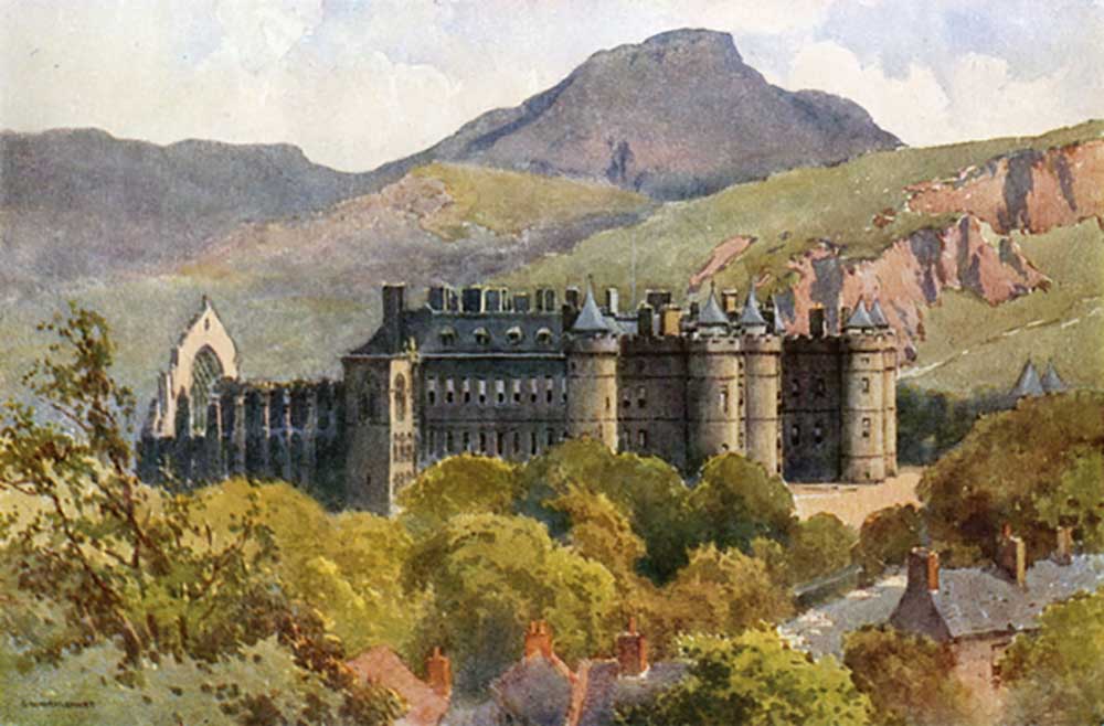 Holyrood Palace: Arthurs Seat in the Background from E.W. Haslehust