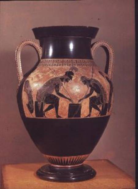 Amphora decorated in black-figure painting signed from Exekias