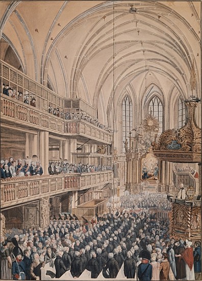 The inauguration of the city councillors in the Church of St. Nicholas from F.A. Calau