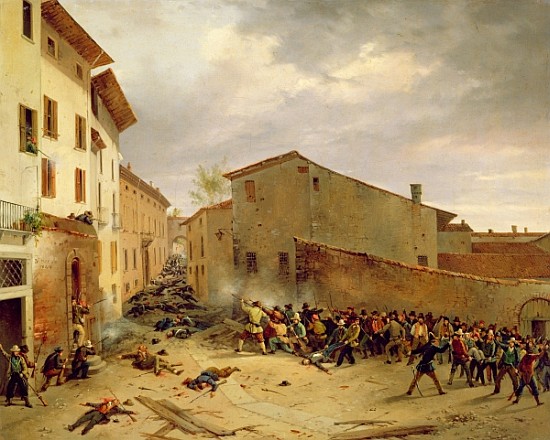 The Battle of 31st March 1849 in the Via delle Consolazioni in Brescia from Faustino Joli