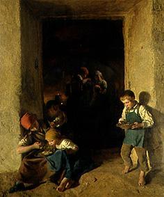Children get her breakfast. from Ferdinand Georg Waldmüller