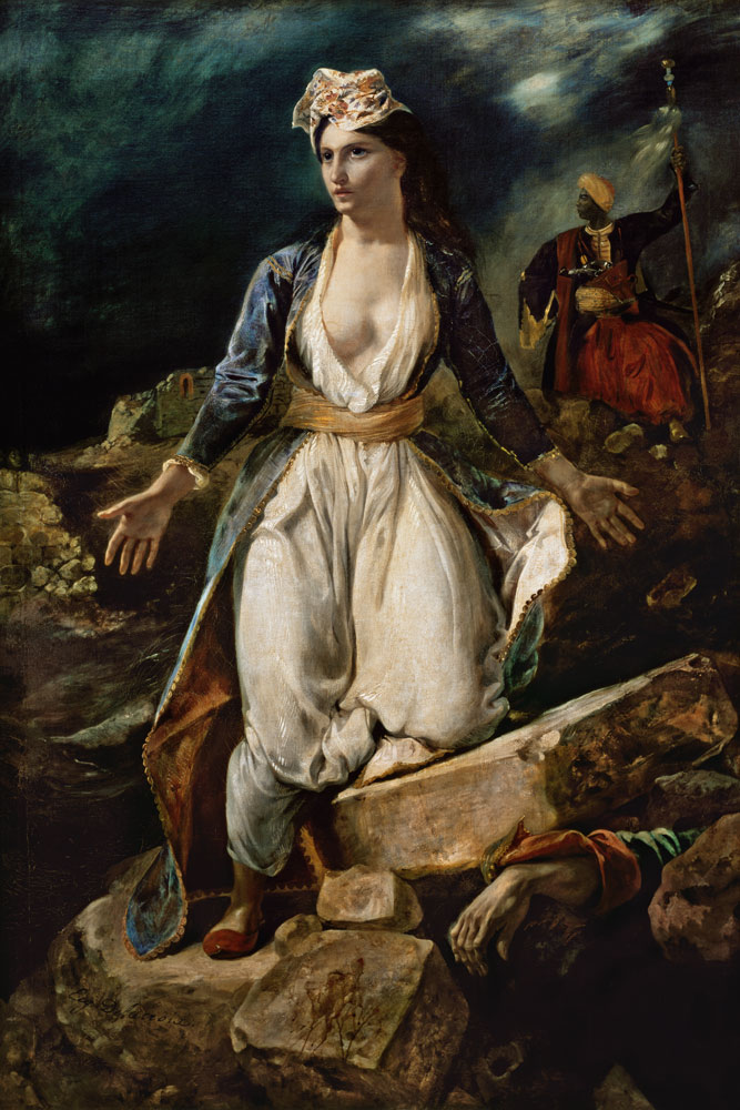 On the ruins of Missolonghi dying for Greece from Ferdinand Victor Eugène Delacroix