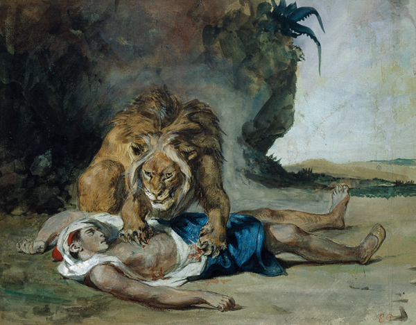 Lion at the corpse of an arab. from Ferdinand Victor Eugène Delacroix