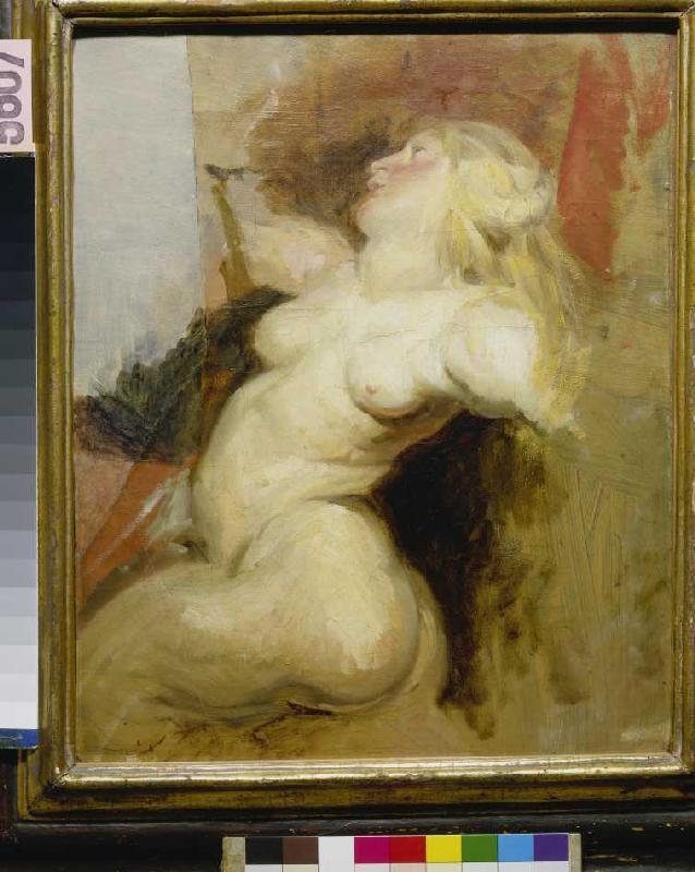 Copy of a naked woman figure from the Medici cycle of Rubens. from Ferdinand Victor Eugène Delacroix