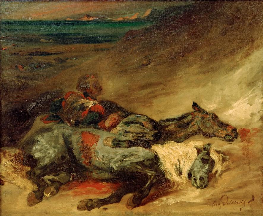 Les deux chevaux morts sur le champ de bataille from Ferdinand Victor Eugène Delacroix