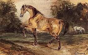 Two horses on a glade from Ferdinand Victor Eugène Delacroix