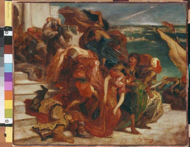 Turkish woman robbery. from Ferdinand Victor Eugène Delacroix