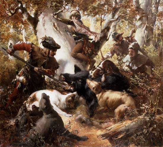 Wild boar hunting in the old days from Ferdinand Wagner