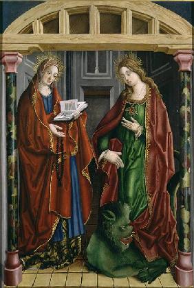 Two female saints, possibly St. Mary Magdalene and St. Martha