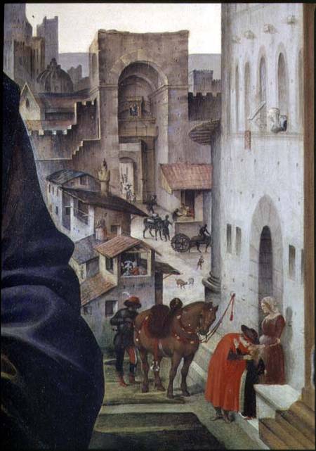 Nerli Altarpiece, detail of the San Frediano gate in Florence from Filippino Lippi