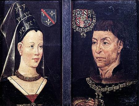 Double portrait of Charles le Temeraire (1433-82) Duke of Burgundy and his wife from Flemish School