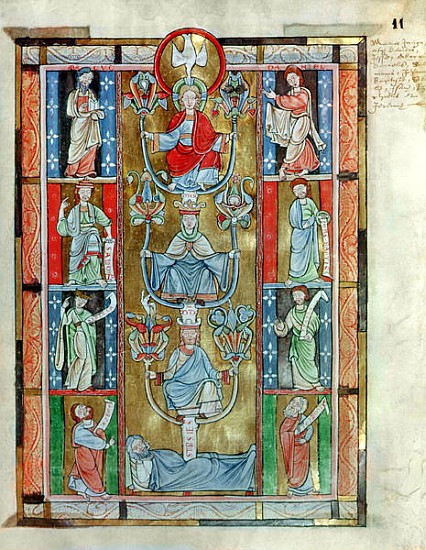 Ms 340 fol.11r The Tree of Jesse, from ''De Laudibus Sancte Crucis'' Rabanaus Maurus (c.780-856) fro from Flemish School