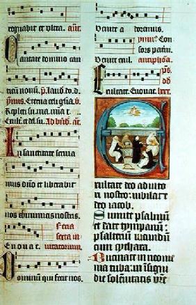Ms Add 15426 f.86 Concert of the Five Orders (Musical Clerics in a Garden)