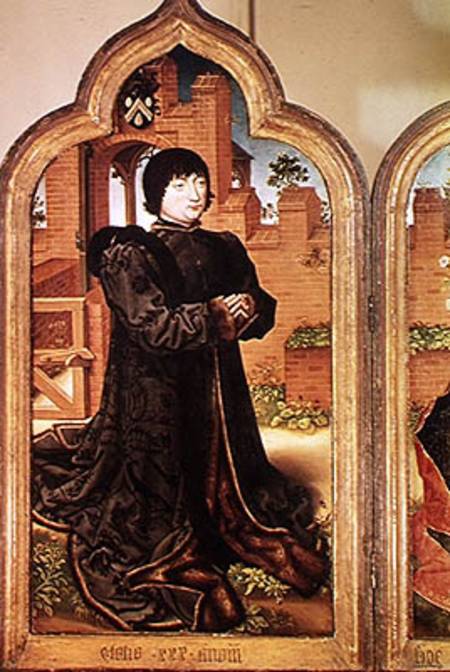 Triptych of Jean de Witte, left hand panel depicting Jean de Witte from Flemish School