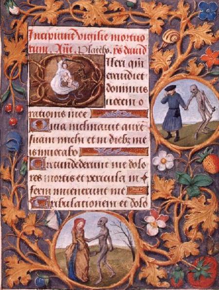 The Triumph of Death: text with historiated capital depicting the devil fighting an angel, with a fl from Flemish School