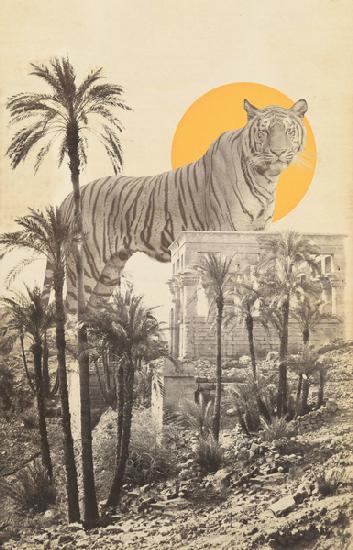 Giant Tiger in Ruins and Palms
