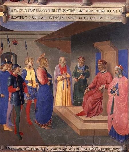 Christ Before Caiaphus, detail from panel three of the Silver Treasury of Santissima Annunziata from Fra Beato Angelico