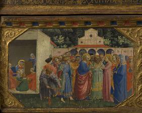 Mary and Joseph (The Annunciation retable with 5 Predella scenes)
