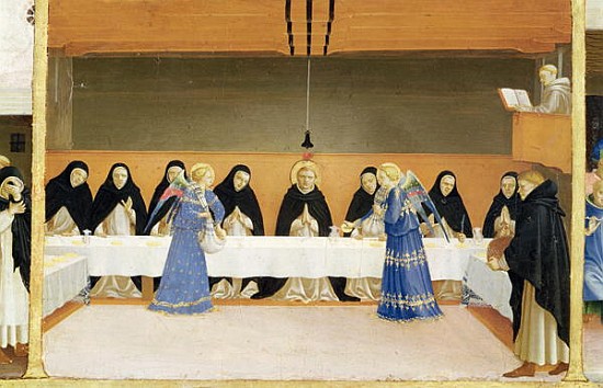 St. Dominic and his Companions Fed Angels, from the predella panel of the Coronation of the Virgin,  from Fra Beato Angelico