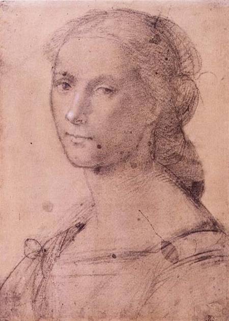 Portrait of a young woman (chalk on paper) from Fra Bartolommeo