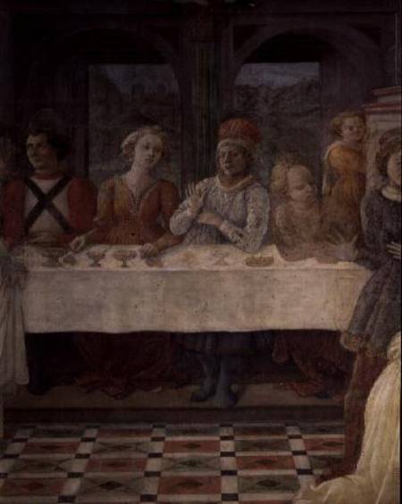 The Feast of Herod: detail of figures at central table (fresco) from Fra Filippo Lippi
