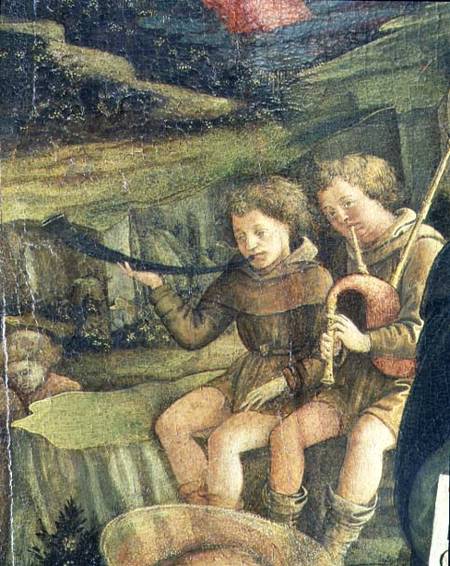 Two Musical Shepherds, detail from The Nativity from Fra Filippo Lippi
