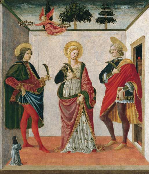 Saint Cecilia between Saint Valerian and Saint Tiburtius with a Donor from Francesco Botticini
