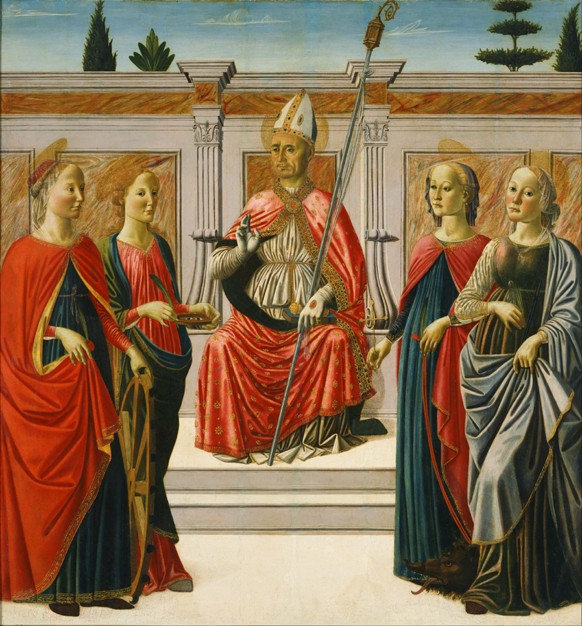 Saint Nicholas and Saints Catherine, Lucy, Margaret and Apollonia from Francesco Botticini