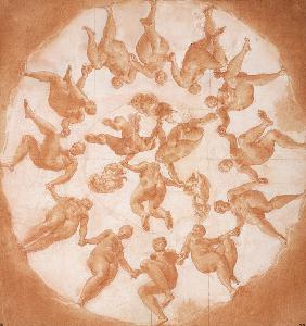 Dance of the Hours and three putti with cornucopiae