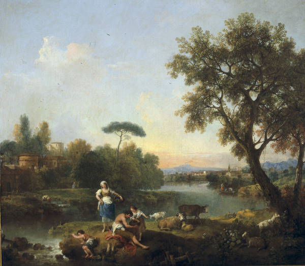 F.Zuccarelli / Landscape w.Boy Fishing from Francesco Zuccarelli