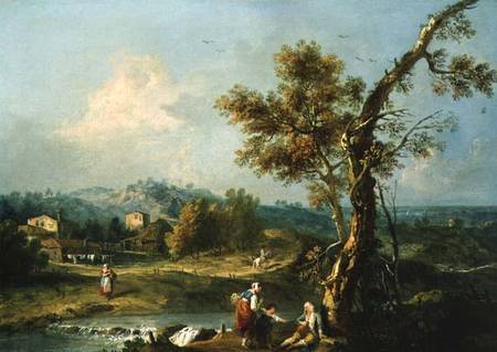 An Italianate River Landscape with Travellers from Francesco Zuccarelli