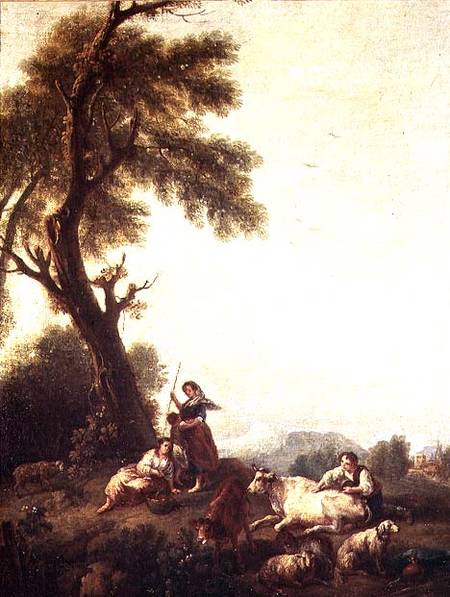 Landscape with Peasants Watching a Herd of Cattle from Francesco Zuccarelli