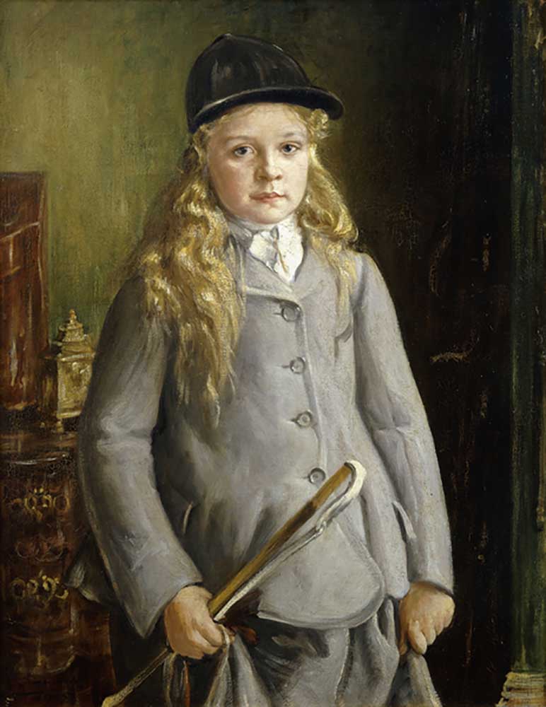 Portrait of a Girl, standing half length, In Riding Dress, 1905 from Francis Dodd