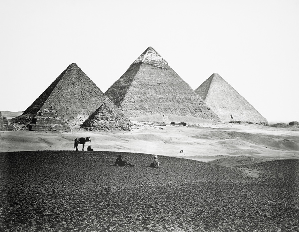 The Pyramids of El-Geezah, from the South-West, 1858 (b/w photo)  from Francis Frith