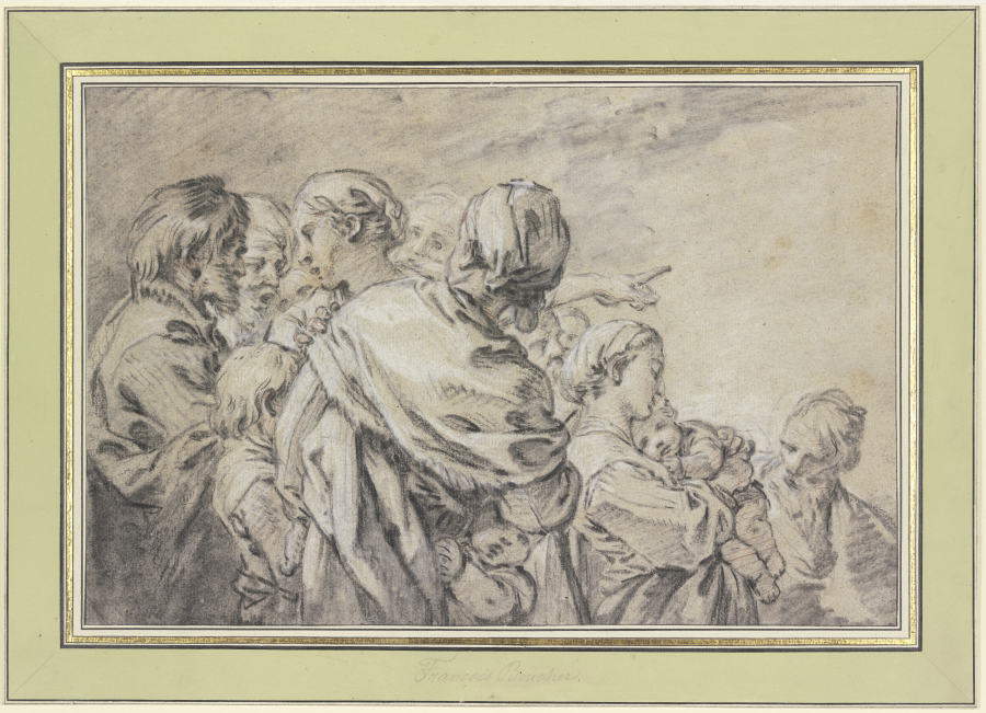 Halbfigurengruppe mit Männern und Frauen mit Kindern from François Boucher