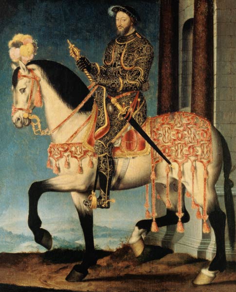 Equestrian portrait of Francis I of France from François Clouet